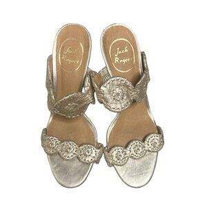 Jack Rogers Lucia Wedges Platinum 7M